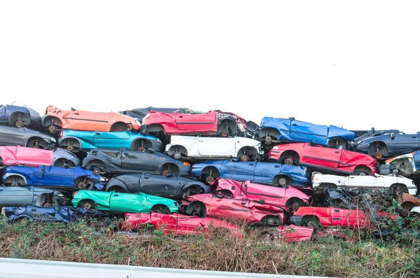 Autók Törmelék Törmelék Egy Halom Autók — Stock Fotó