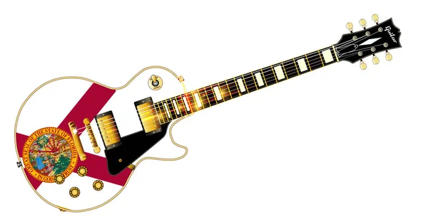 Definitivní Rock Roll Kytara Floridskou Vlajkou Izolované Přes Bílé Pozadí — Stock fotografie