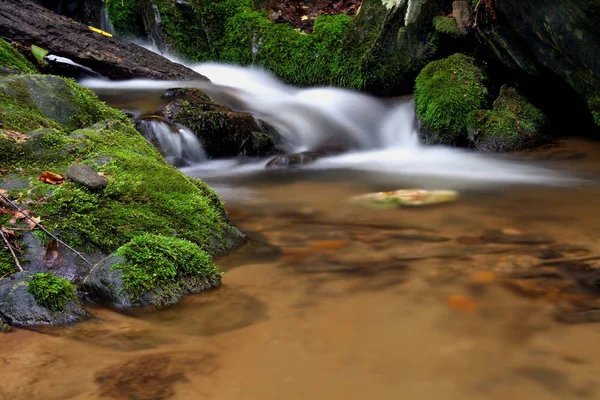 Small Water Fall Moss Covered Rocks — Stock Photo, Image