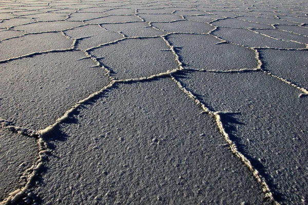 Salar Uyuni Sóstó Szerkezet Világ Legnagyobb Sós Lapos Határán Bolívia — Stock Fotó