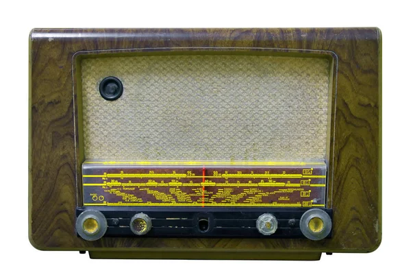 Antigua Radio Vintage Aislada Blanco — Foto de Stock