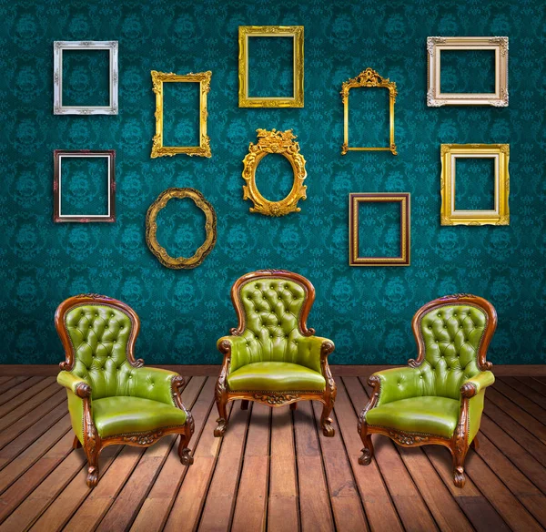 Vintage Luxury Armchair Frame Room — Stock Photo, Image