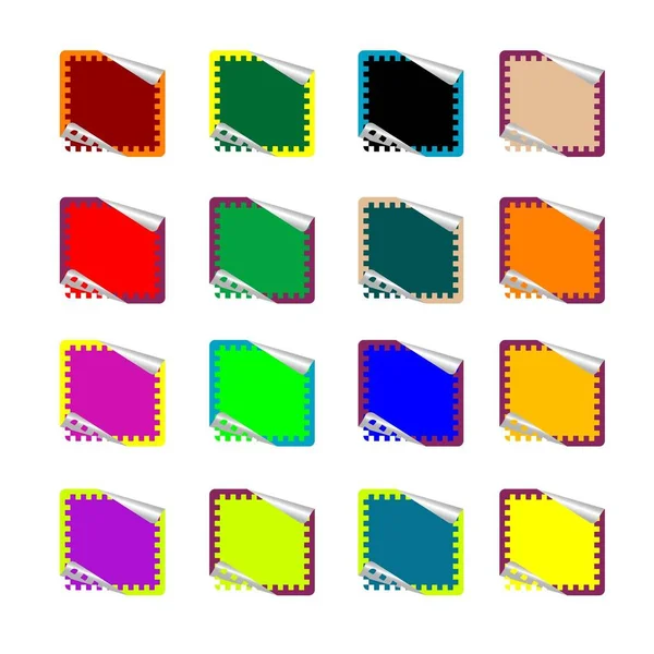 Doble Rectángulo Redondeado Pegatinas Colores Aislados Blanco Ilustración Arte Vectorial — Foto de Stock