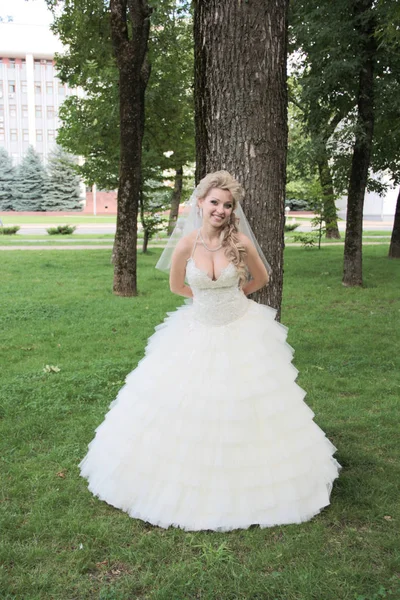 Bela Esposa Jovem Dia Casamento — Fotografia de Stock