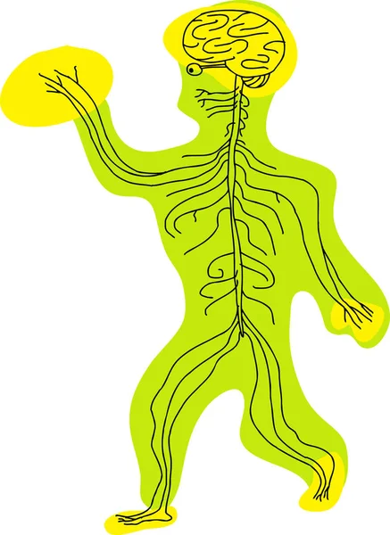 Abstrakt Karikatyr Människans Nervsystem Kroppen Når — Stockfoto