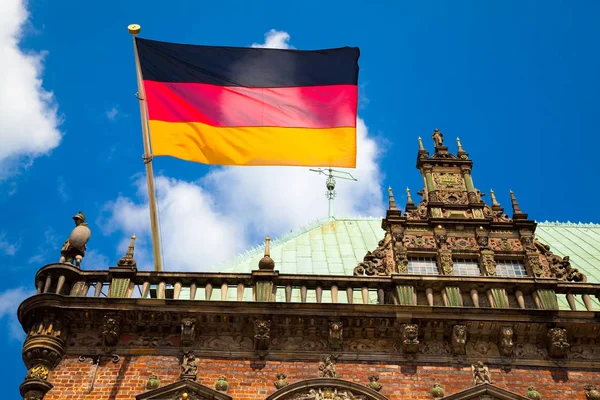 Bandera Alemana Ayuntamiento Bremen Patrimonio Humanidad — Foto de Stock