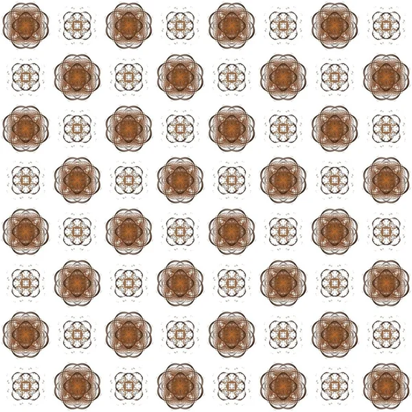 Naadloze Textuur Met Weergave Abstracte Fractal Oranje Patroon Een Witte — Stockfoto