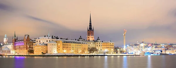 Panorama Cityscape Gamla Stan Cidade Velha Estocolmo Cidade Noite Suécia — Fotografia de Stock