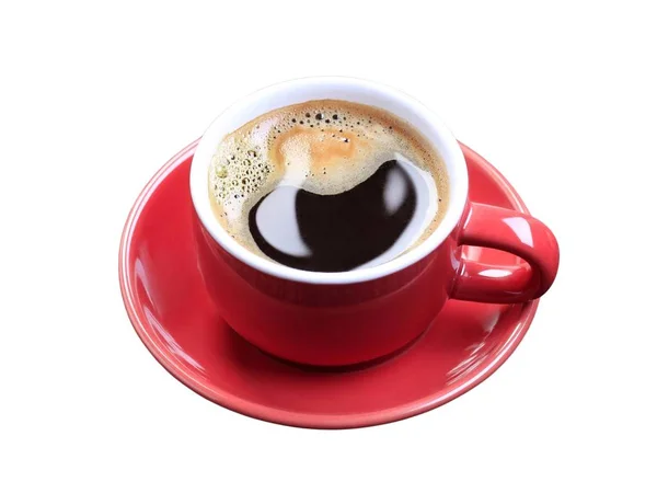 Kopp Svart Kaffe Isolerad Vit — Stockfoto