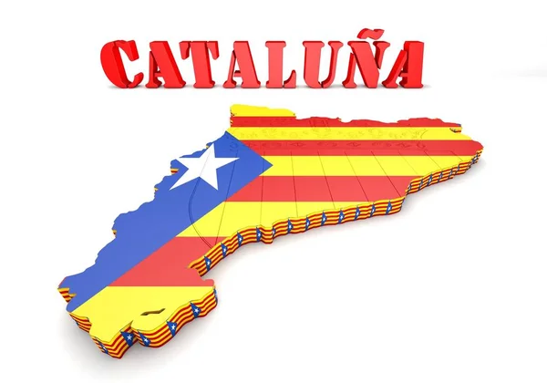 Kaart Illustratie Van Catalonië Met Vlag Wapenschild — Stockfoto