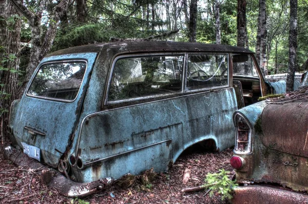 Foto Hdr Diferentes Coches Que Han Colocado Cementerio Coches Suecos — Foto de Stock