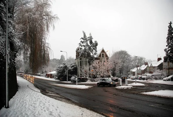 Cardiff Täckt Snö Horisontellt Inramade Skott — Stockfoto