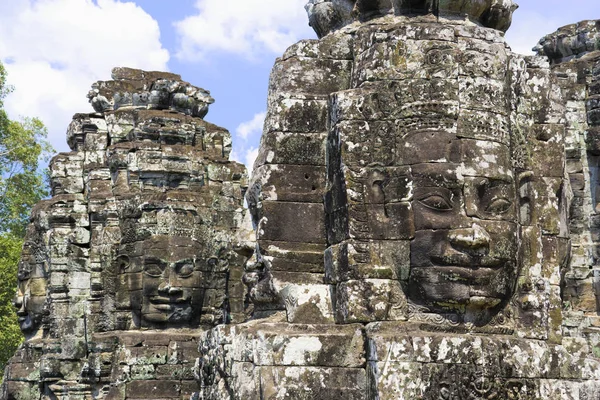 Buddhas Ansikte Unescos Världsarvslista Bayon Som Del Angkor Thom Större — Stockfoto