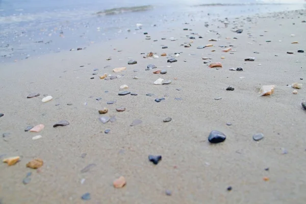 Photo Shows Detail Various Stones Sandy Beach — Stock Photo, Image