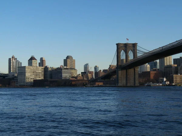 Parte Del Famoso Puente Colgante Nueva York — Foto de Stock