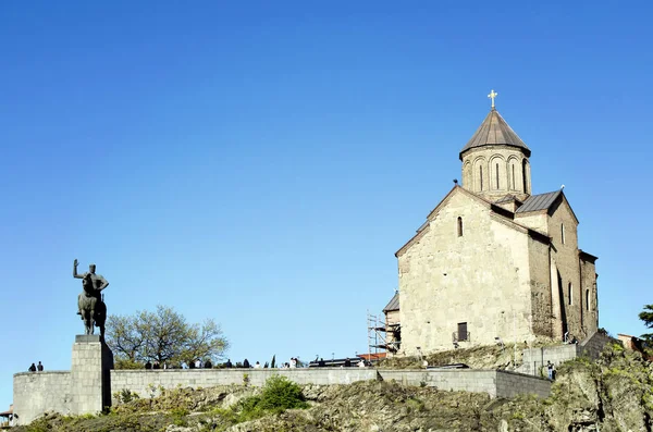 Tbilisi Metekhi Church King Vakhtang Gorgasali — Stock Photo, Image