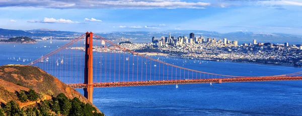 Panoramatický Pohled Slavný Golden Gate Most Downtown San Francisco — Stock fotografie