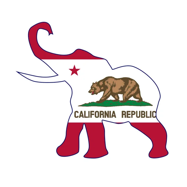 Die Republikanische Kalifornische Elefantenfahne Vor Weißem Hintergrund — Stockfoto