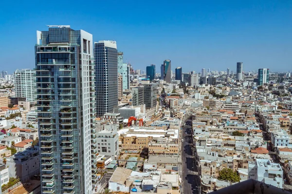 Aerial View Tel Aviv Skyscrapers Cityspace Combination New Old Construction — Stock Photo, Image