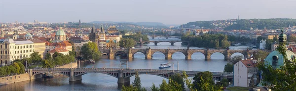 Nascer Sol Sobre Praga Panorama Cinco Pontes — Fotografia de Stock