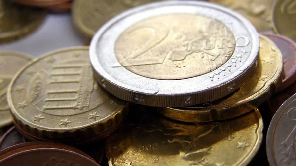 Gama Monedas Euro Útiles Como Fondo Relación — Foto de Stock
