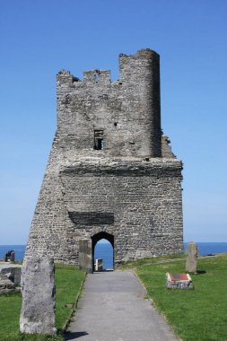 Castle Aberystwyth Wales UK, blue skies and sea clipart