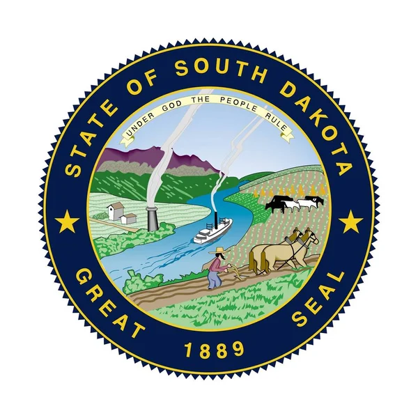 Sello Del Estado Estadounidense Dakota Del Sur Aislado Sobre Fondo — Foto de Stock