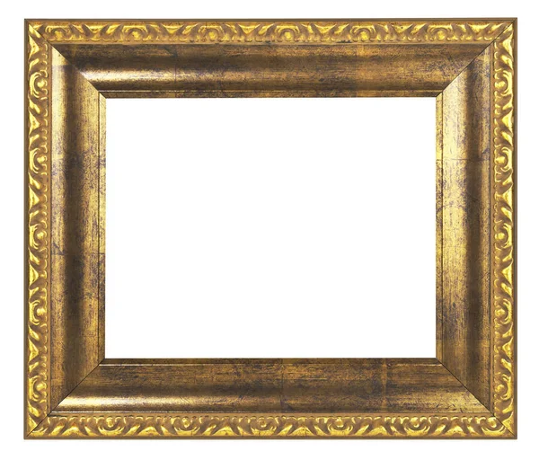 Antique Gold Frame Isolated White Background — Stock fotografie
