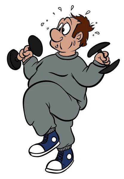 Человек Избыточным Весом Пытается Сбросить Несколько Фунтов Тренируясь — стоковое фото