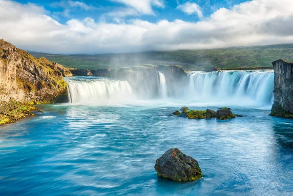 Godafoss Very Beautiful Icelandic Waterfall Located North Island Far Lake — Stock Photo, Image