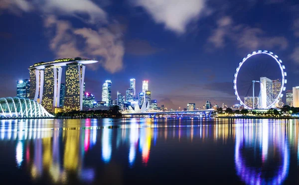 Singapore Skyline Nuit — Photo
