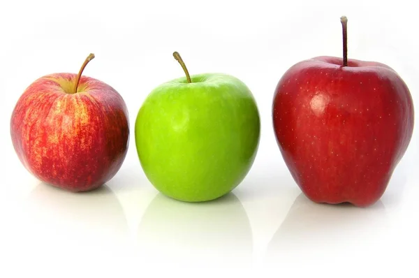 Äpplen Till Royal Gala Granny Smith Och Röda Läckra Sorter — Stockfoto