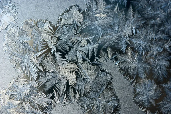 Makro Frost Kristaller Min Fönsterruta — Stockfoto
