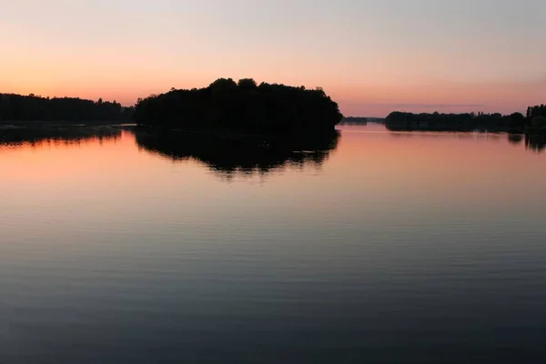 Bekijk Reservoir Zonsondergang Het Rustige Weer Khmelnitsky Oekraïne — Stockfoto