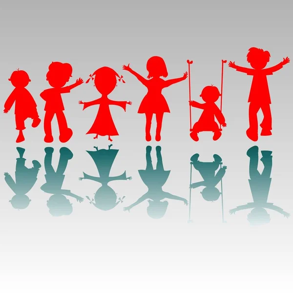 Щасливі Хлопчики Дівчатка Силуети Векторна Художня Ілюстрація Більше Малюнків Силуетів — стокове фото