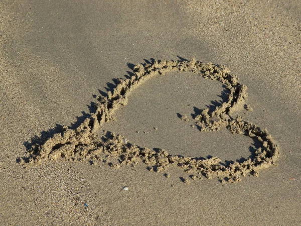 Heart Shape Drawn Sand — Stock Photo, Image