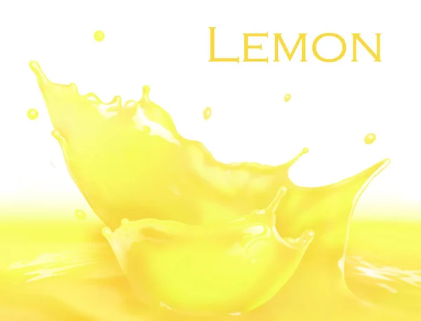 Лимонный Сок Всплеск Делает Удивительные Волны Капли Цифровая Живопись — стоковое фото
