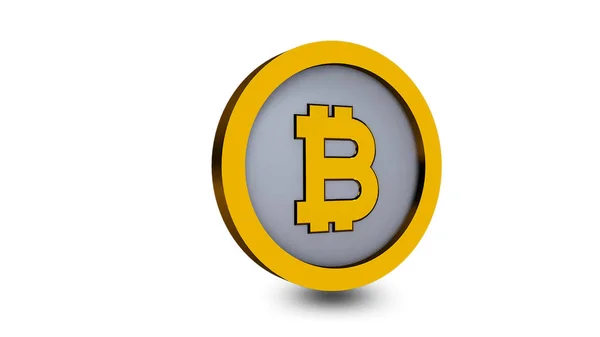 Bitcoin Logo Geïsoleerd Een Witte Achtergrond Rendering — Stockfoto