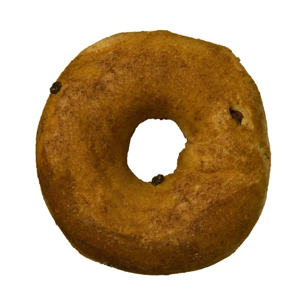 Bagel Passas Canela Simples Isolado Contra Fundo Branco — Fotografia de Stock