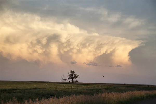 Storm Moln Saskatchewan Prärien Scen Canada Gård — Stockfoto