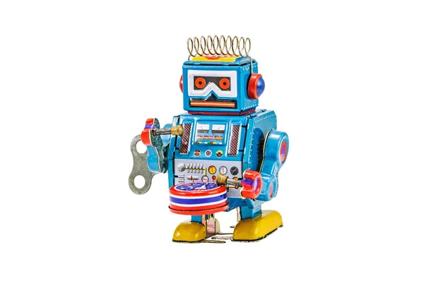 Kırpma Yolu Ile Beyaz Arka Plan Üzerinde Izole Retro Robot — Stok fotoğraf