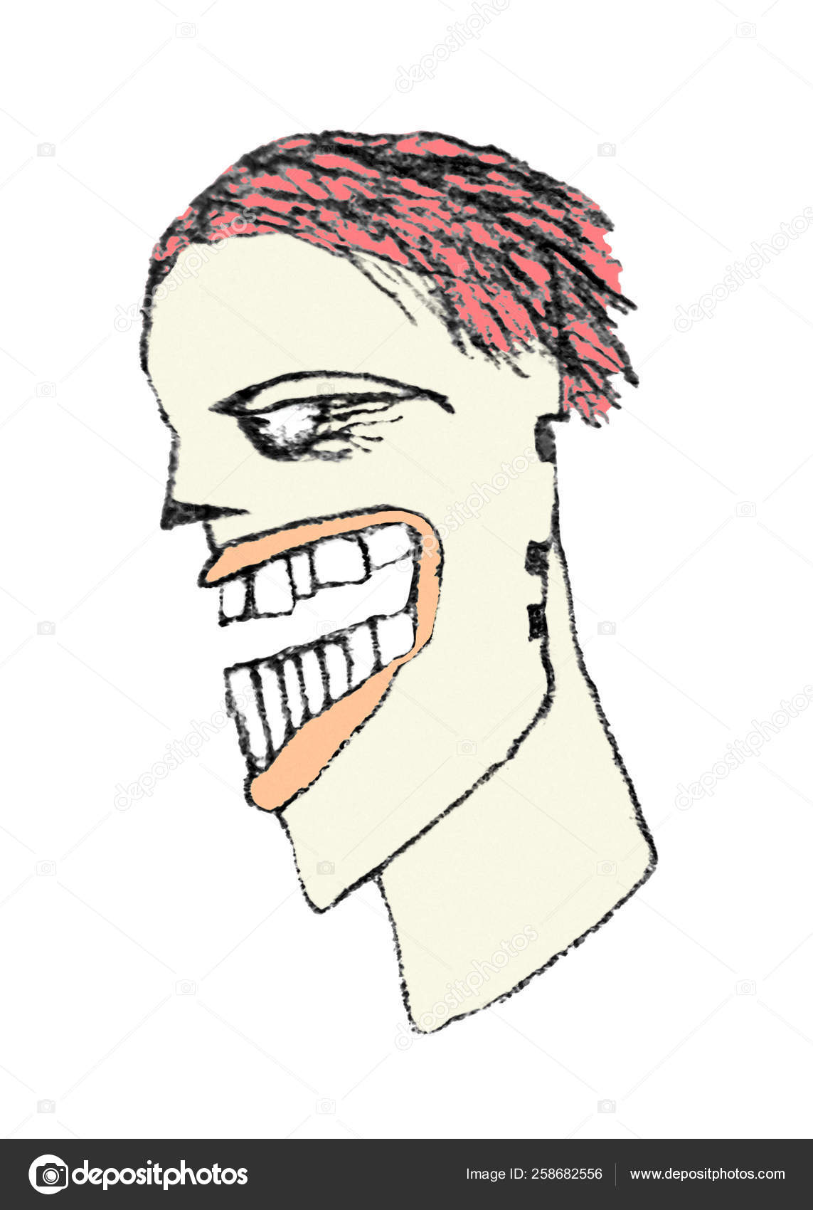 Pencil Drawing Technique Side View Portrait Illustration Man Evil Eyes Stock Photo C Yayimages 258682556