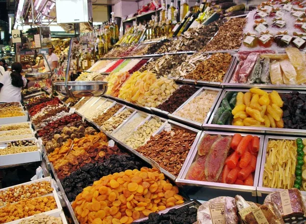 Сушеные Фрукты Продажу Boqueria Market Барселона — стоковое фото