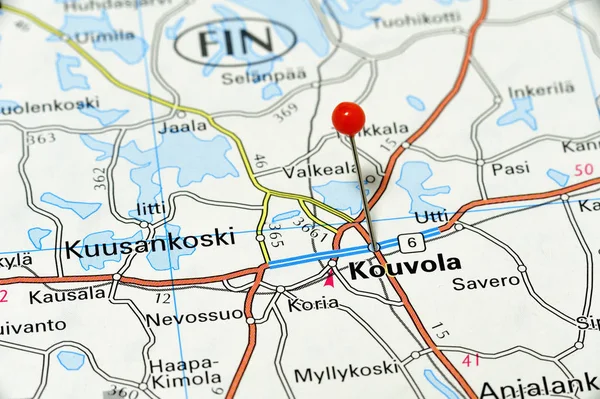 Closeup Map Kouvola Kouvola City Finland — Stock Photo, Image