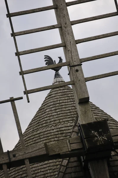 Weathercock Vinobraní Větrný Mlýn Bretani Francie — Stock fotografie