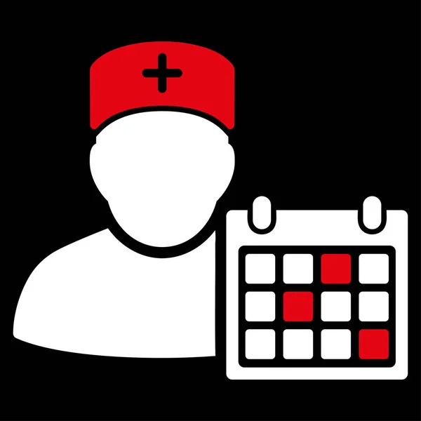 Иконка Доктора Календаря Стиль Двухцветный Плоский Символ Красный Белый Цвета — стоковое фото