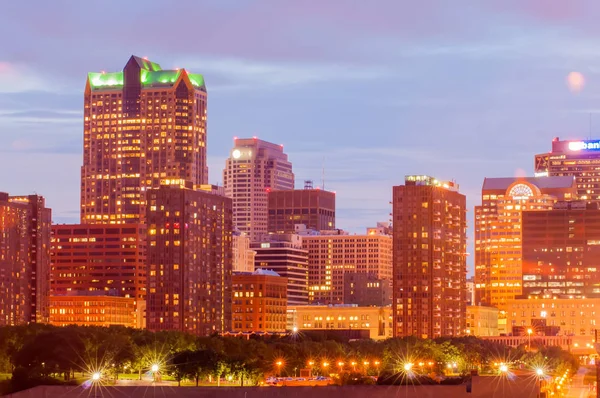 Cidade Louis Skyline Imagem Centro Louis Com Gateway Arch Crepúsculo — Fotografia de Stock