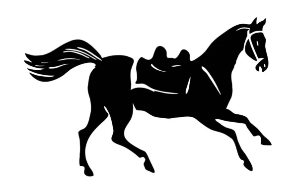 Vektorové Siluetu Koně Bílém Pozadí — Stock fotografie