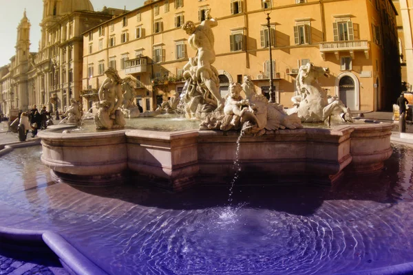 Rome Fountain Four Rivers Architecture Art Attraction Capital City Culture — Stock Photo, Image