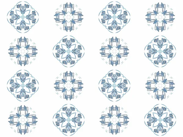 Nahtlose Textur Mit Wiedergabe Abstrakter Fraktaler Blauer Muster Auf Weißem — Stockfoto